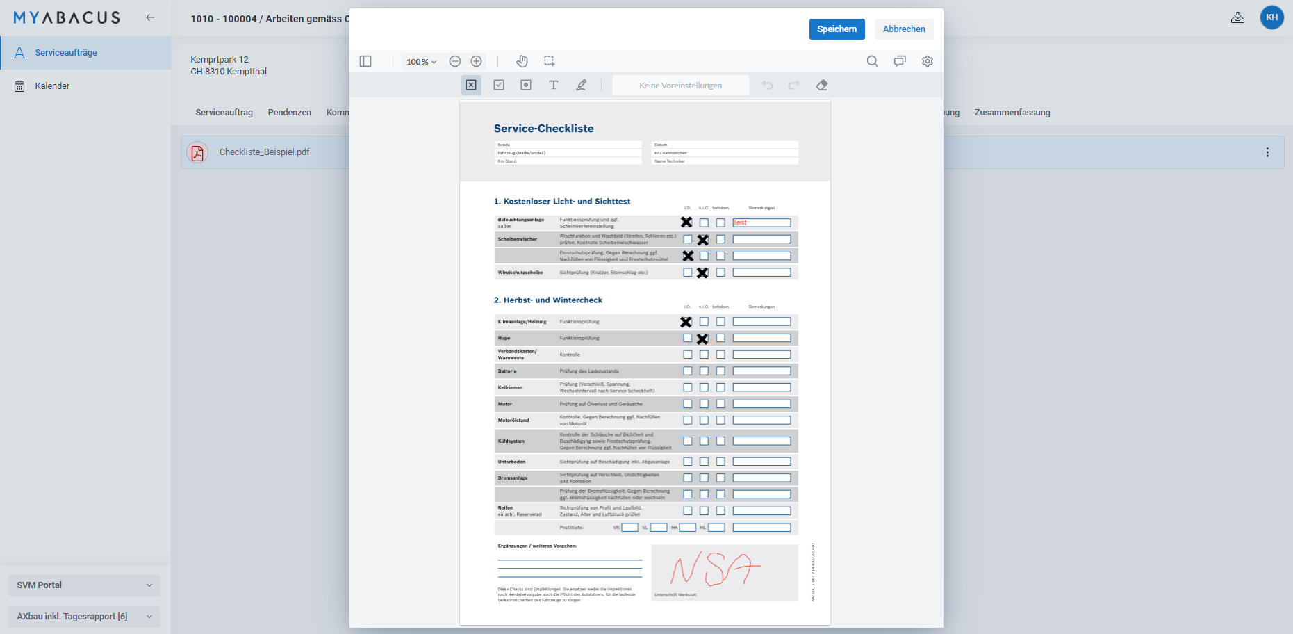 Bild 7 Checkliste