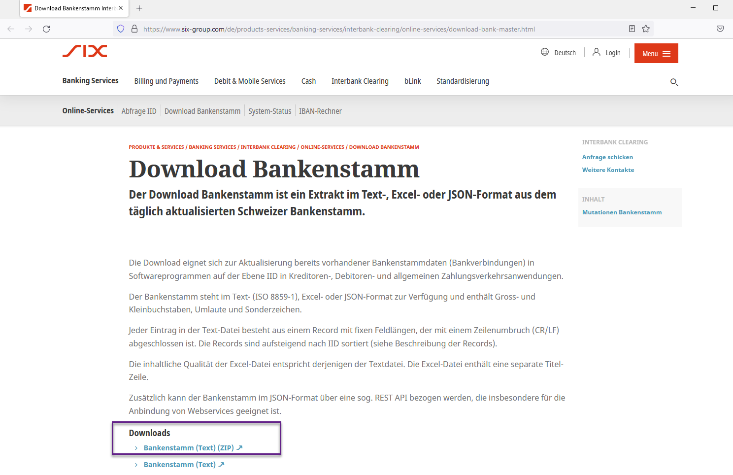 Download CH-Bankenstamm von www.six-group.com